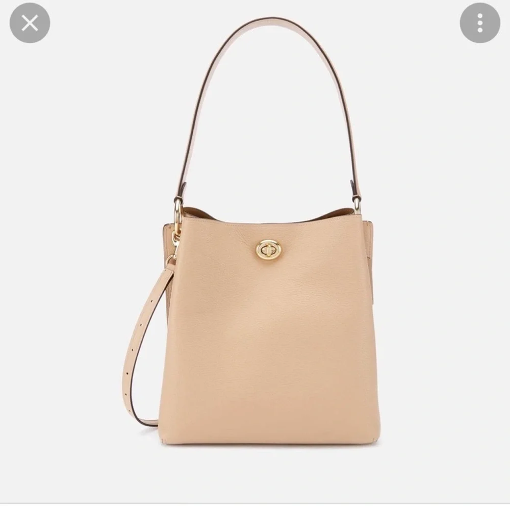 NWOT COACH Tan Peach Cream Charlie Bucket Leather Shoulder Bag